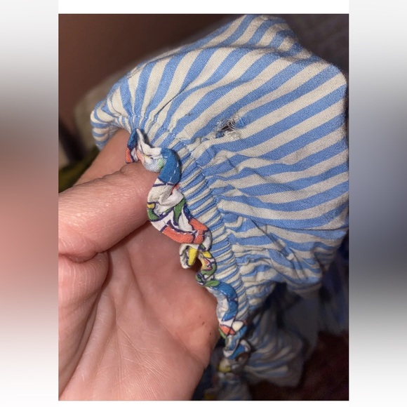 Matilda Jane Come Away With Me Dress Size XS Blue Stripe Floral Prairie Ruffle - Picture 4 of 4